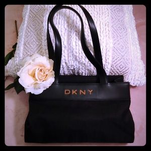 🌟 DKNY Canvas Bag With Leather Straps & Trim